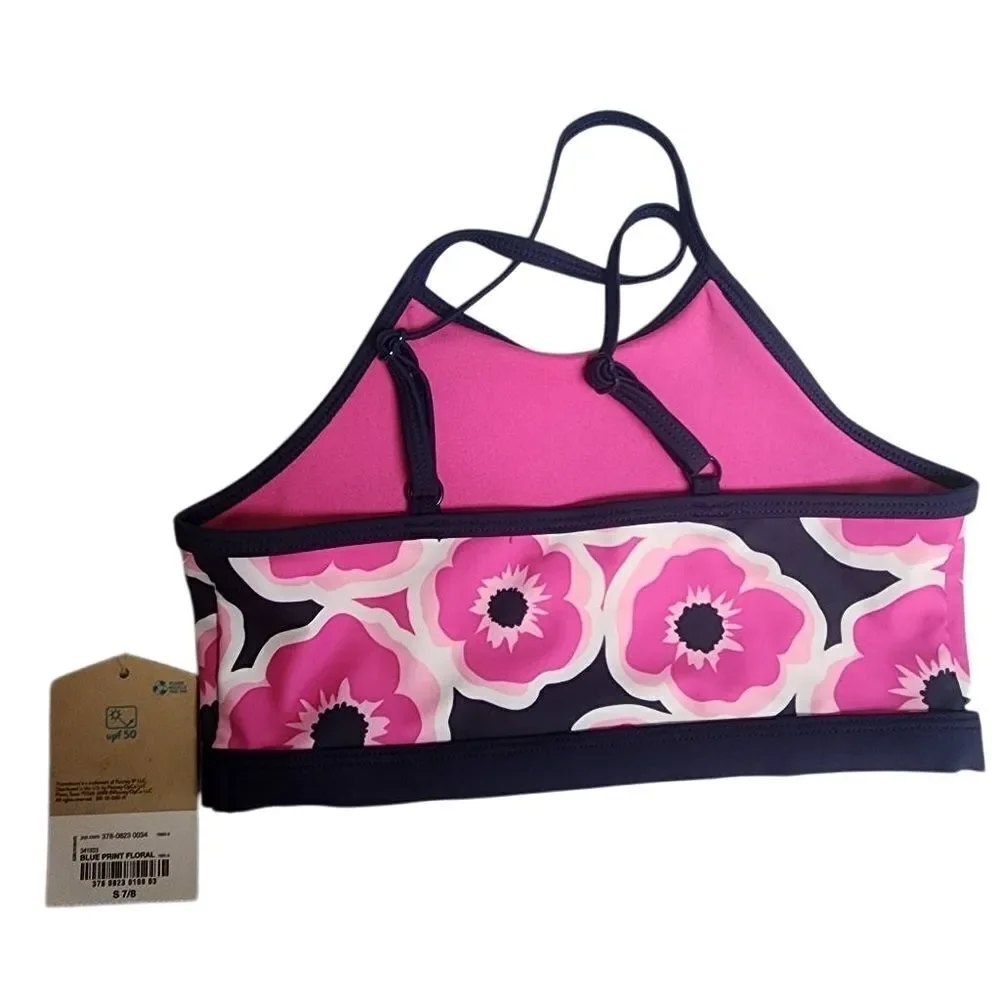 NWT There Abouts Navy Blue, Pink, & White Floral Bikini Top (S)
